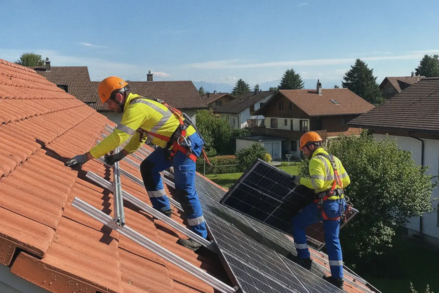 Solaranlage Installation auf einem Dach in der ganzen Deutschschweiz